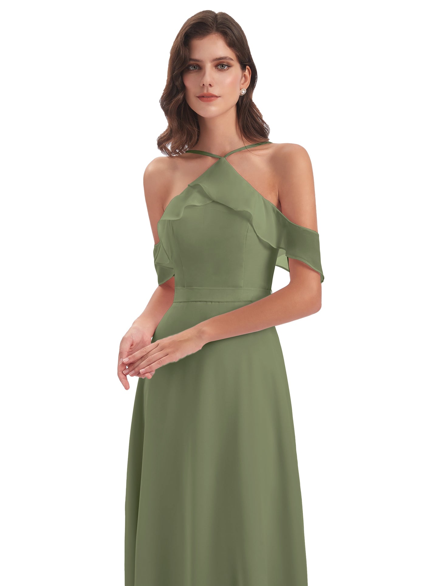 Lillian Sheath Off The Shoulder Chiffon Long Bridesmaid Dresses