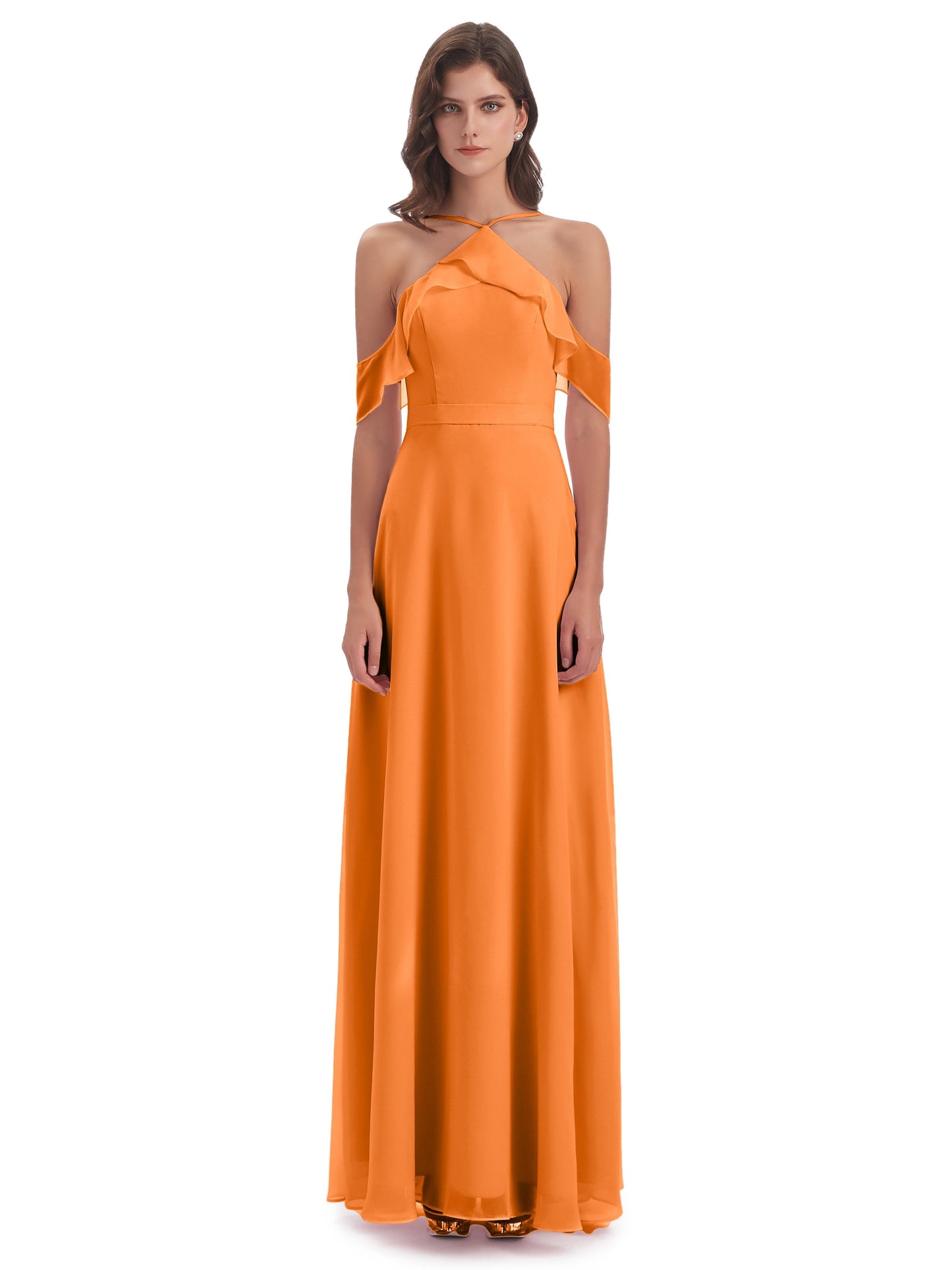 Lillian Sheath Off The Shoulder Chiffon Long Bridesmaid Dresses