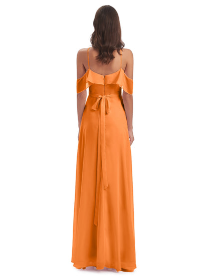 Lillian Sheath Off The Shoulder Chiffon Long Bridesmaid Dresses