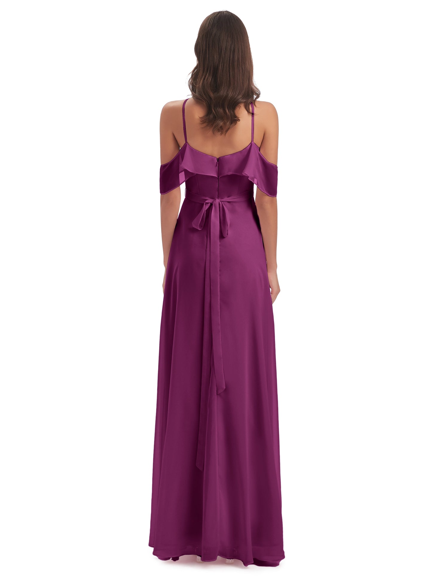 Lillian Sheath Off The Shoulder Chiffon Long Bridesmaid Dresses