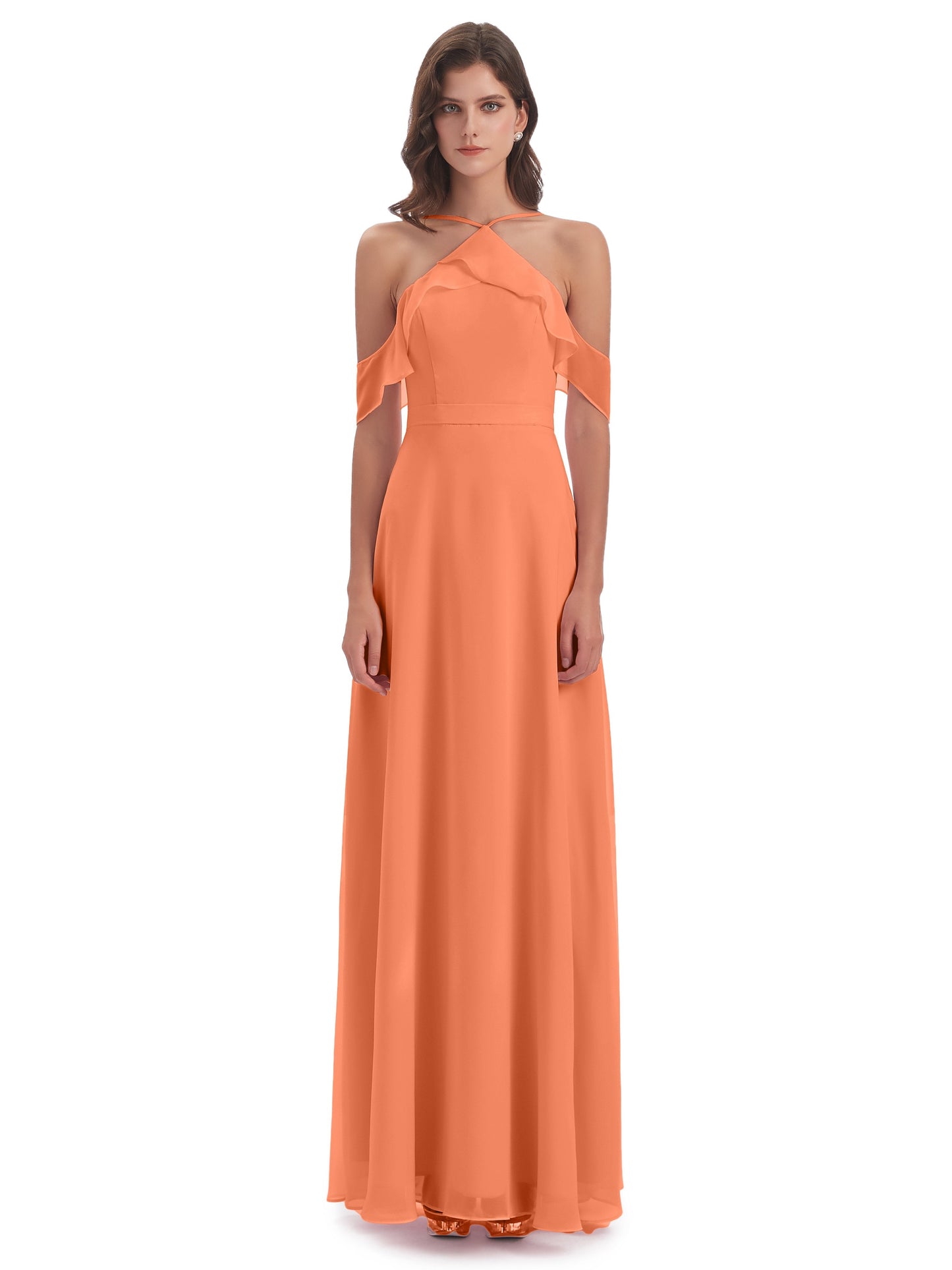 Lillian Sheath Off The Shoulder Chiffon Long Bridesmaid Dresses