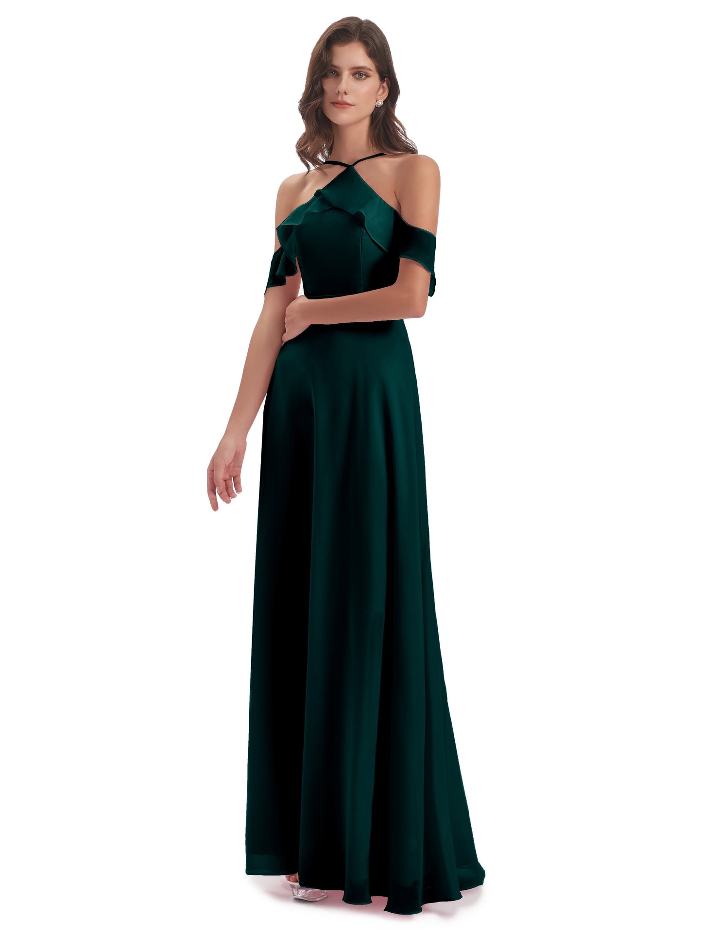 Lillian Sheath Off The Shoulder Chiffon Long Bridesmaid Dresses