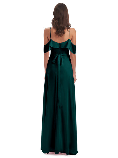 Lillian Sheath Off The Shoulder Chiffon Long Bridesmaid Dresses