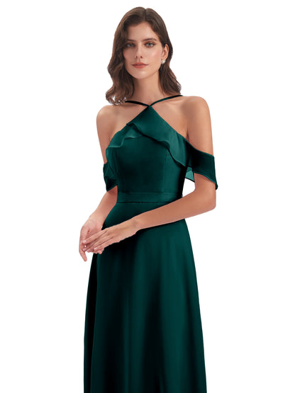 Lillian Sheath Off The Shoulder Chiffon Long Bridesmaid Dresses
