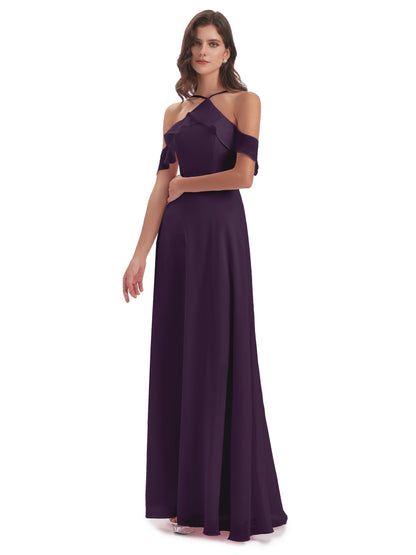 Lillian Sheath Off The Shoulder Chiffon Long Bridesmaid Dresses