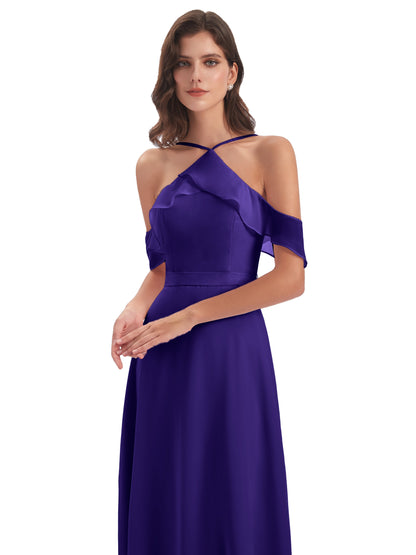 Lillian Sheath Off The Shoulder Chiffon Long Bridesmaid Dresses