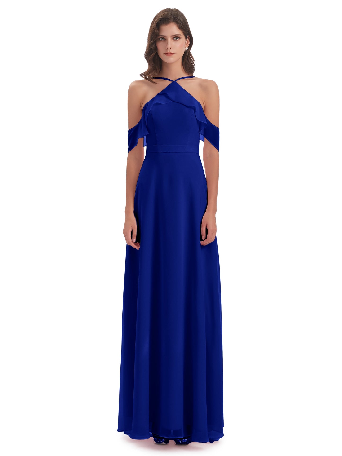 Lillian Sheath Off The Shoulder Chiffon Long Bridesmaid Dresses