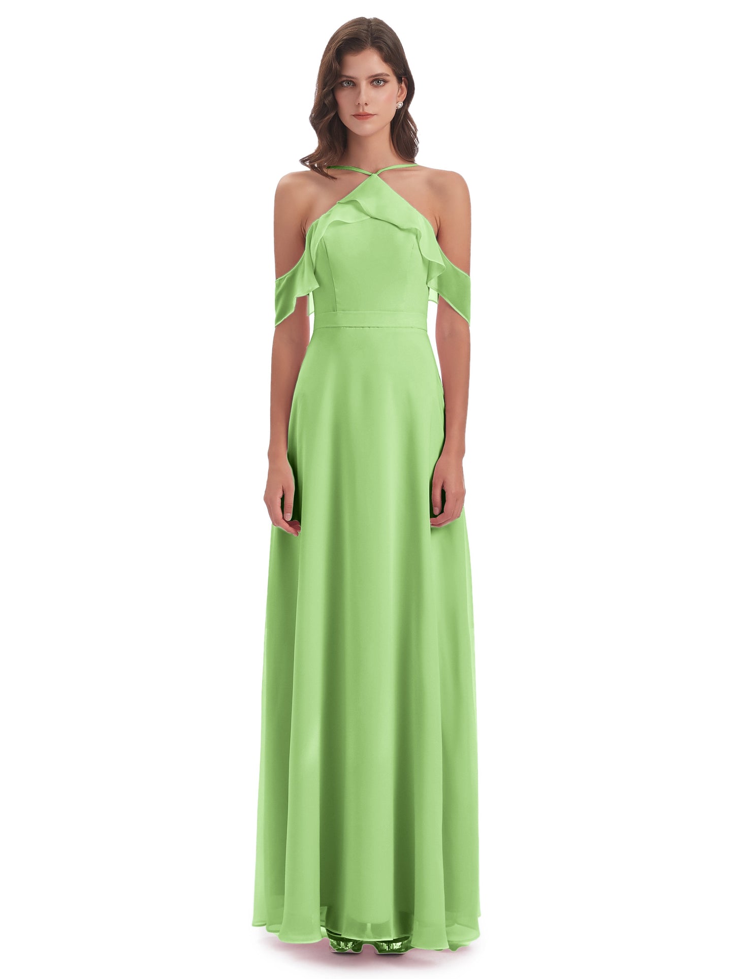 Lillian Sheath Off The Shoulder Chiffon Long Bridesmaid Dresses