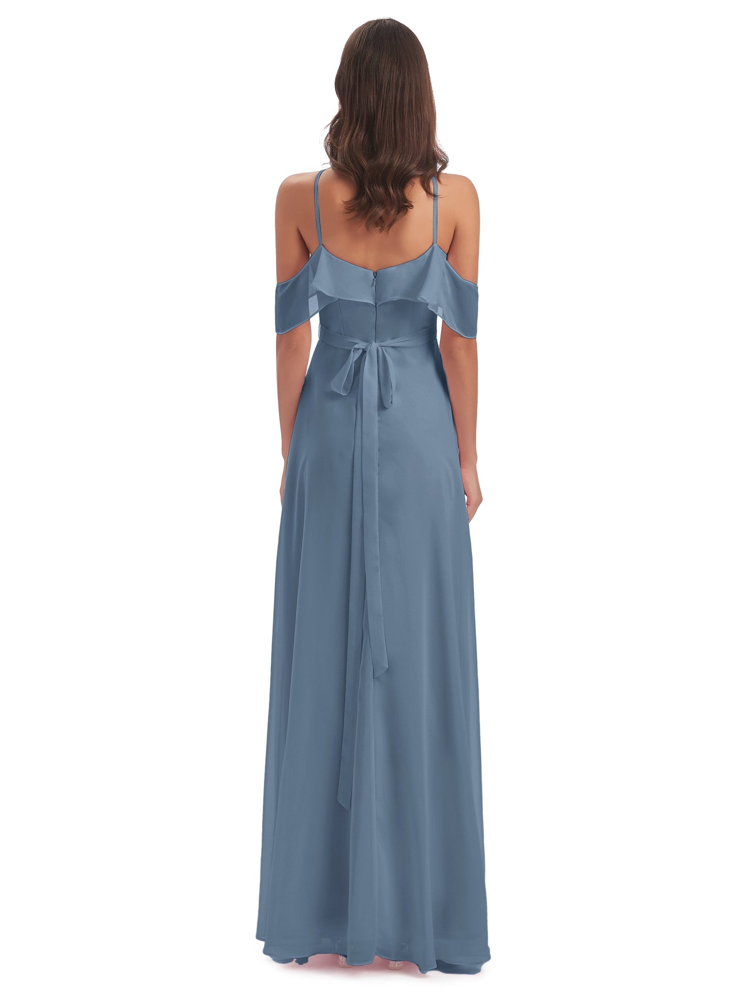 Lillian Sheath Off The Shoulder Chiffon Long Bridesmaid Dresses