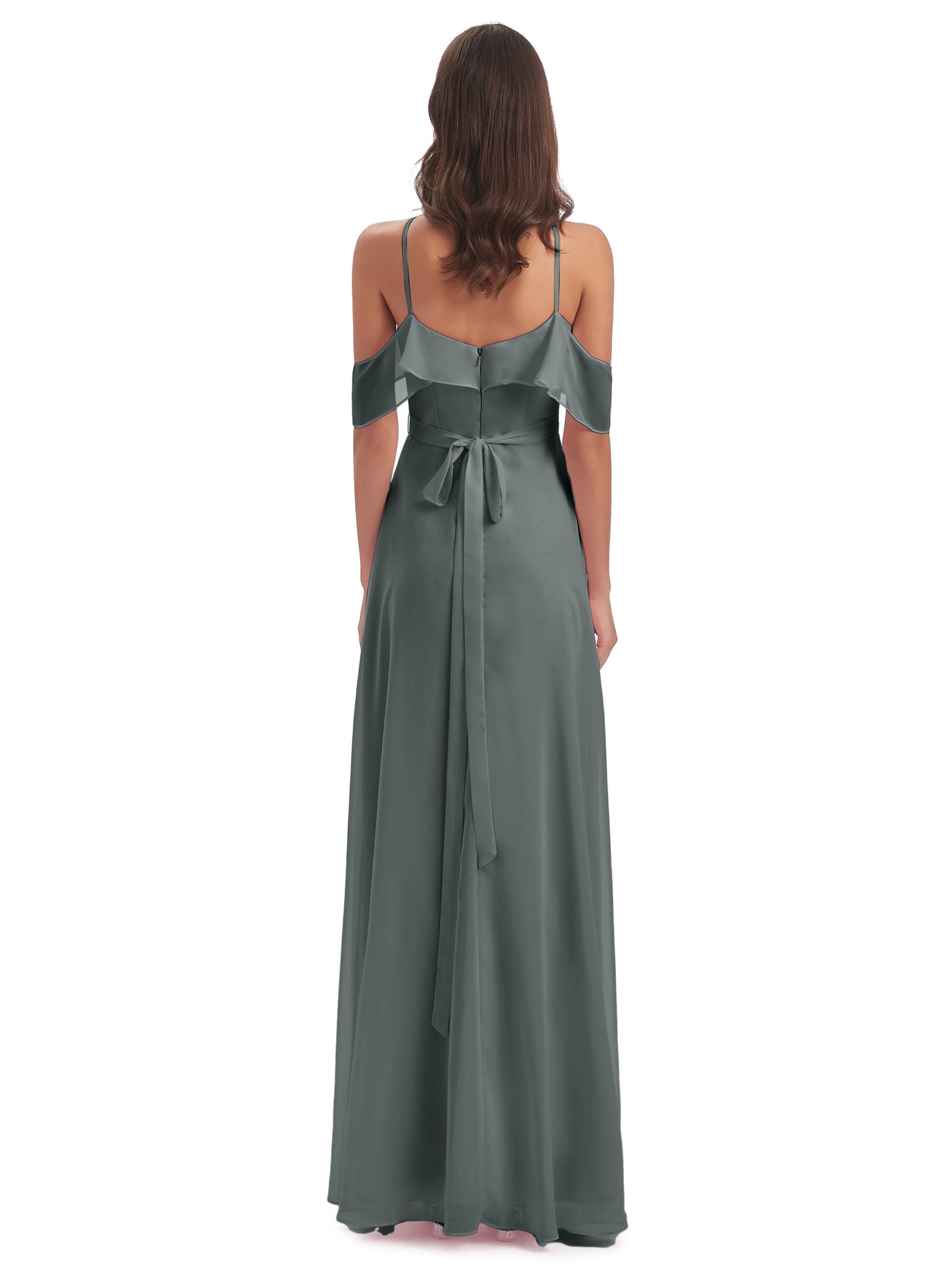 Lillian Sheath Off The Shoulder Chiffon Long Bridesmaid Dresses