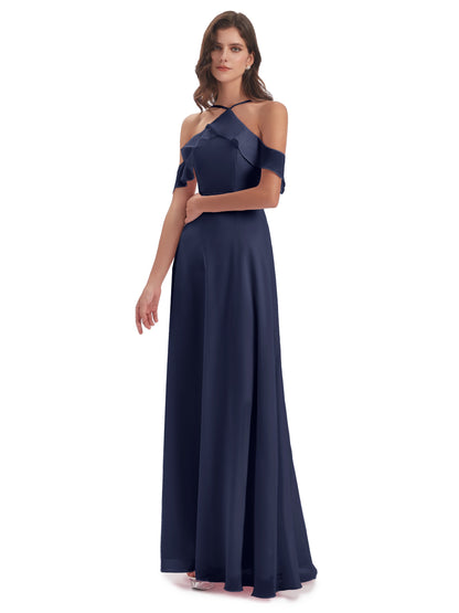 Lillian Sheath Off The Shoulder Chiffon Long Bridesmaid Dresses
