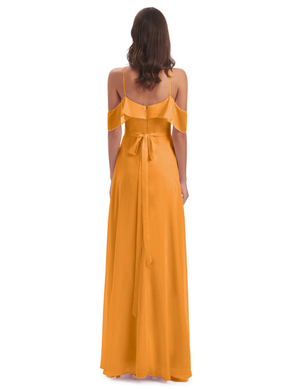 Lillian Sheath Off The Shoulder Chiffon Long Bridesmaid Dresses