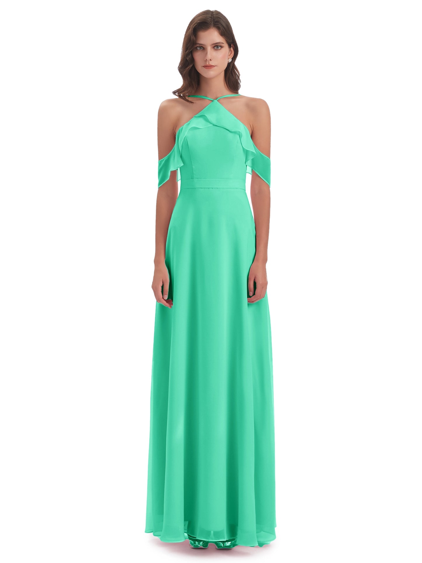 Lillian Sheath Off The Shoulder Chiffon Long Bridesmaid Dresses