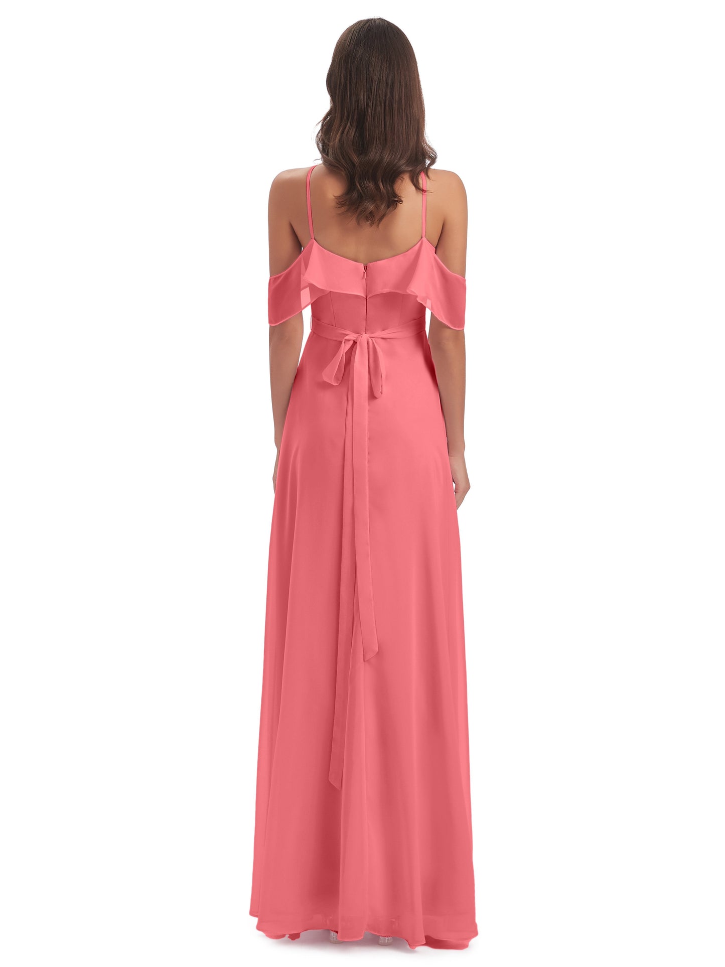 Lillian Sheath Off The Shoulder Chiffon Long Bridesmaid Dresses