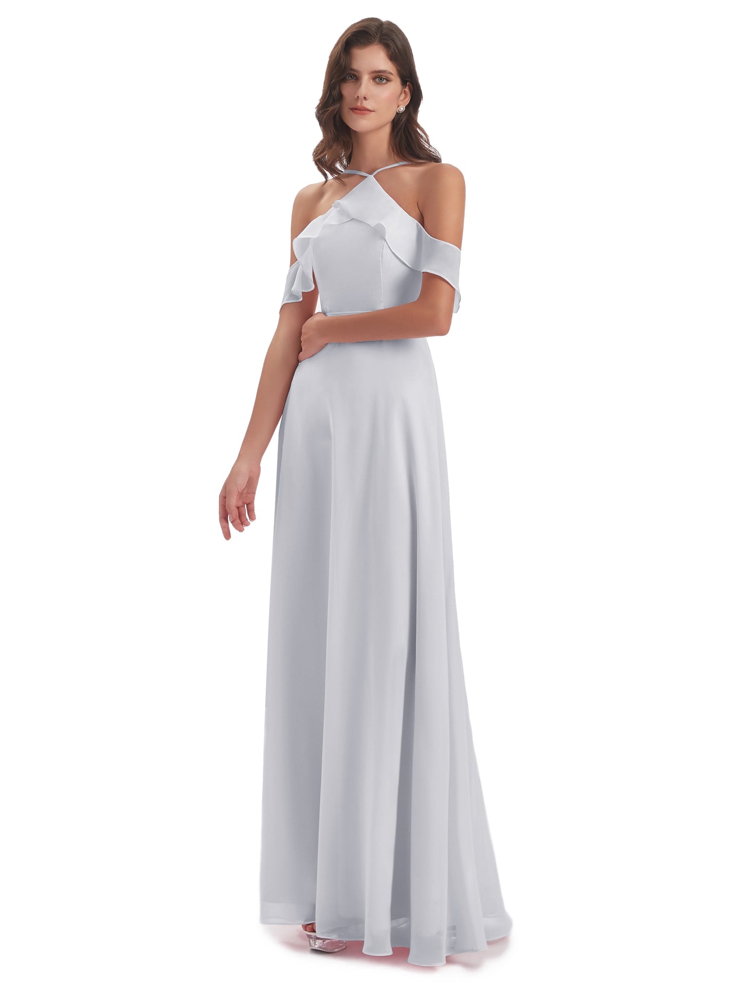 Lillian Sheath Off The Shoulder Chiffon Long Bridesmaid Dresses