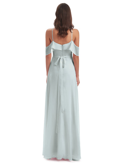 Lillian Sheath Off The Shoulder Chiffon Long Bridesmaid Dresses
