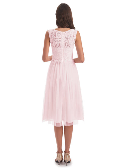 Luna Knee Length Scoop Lace Bridesmaid Dresses