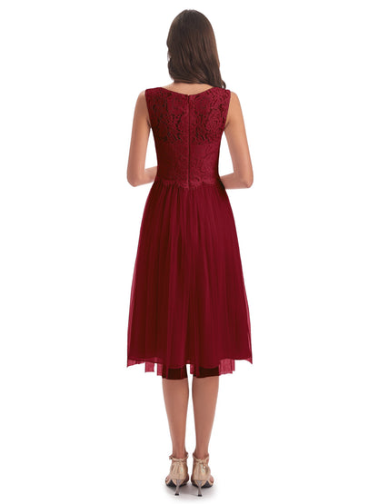Luna Knee Length Scoop Lace Bridesmaid Dresses