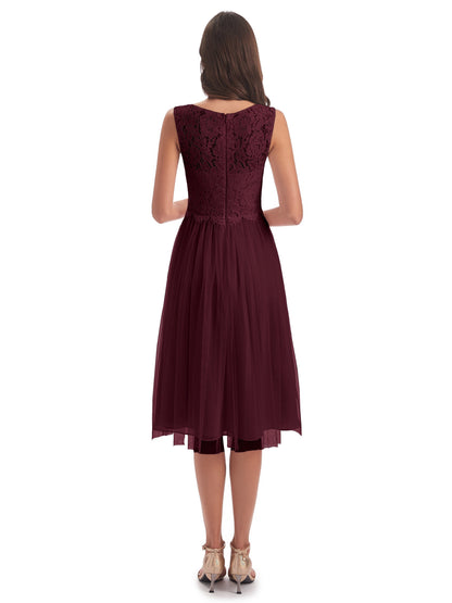 Luna Knee Length Scoop Lace Bridesmaid Dresses