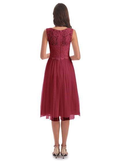 Luna Knee Length Scoop Lace Bridesmaid Dresses