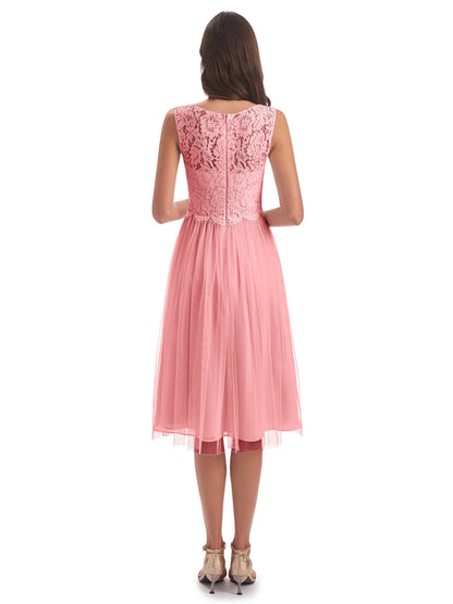Luna Knee Length Scoop Lace Bridesmaid Dresses