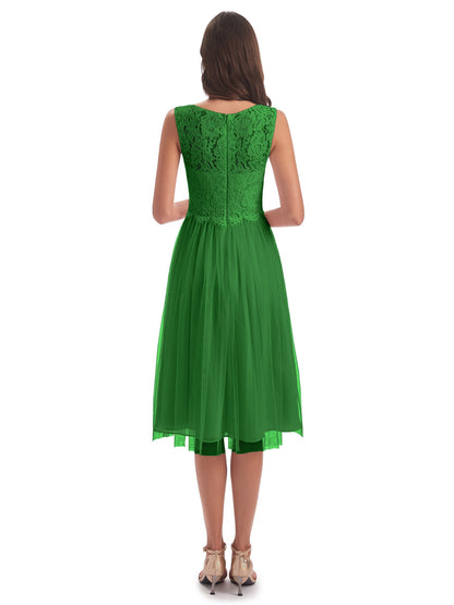 Luna Knee Length Scoop Lace Bridesmaid Dresses