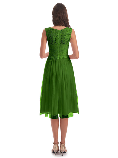 Luna Knee Length Scoop Lace Bridesmaid Dresses