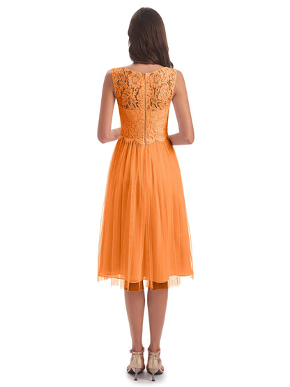 Luna Knee Length Scoop Lace Bridesmaid Dresses