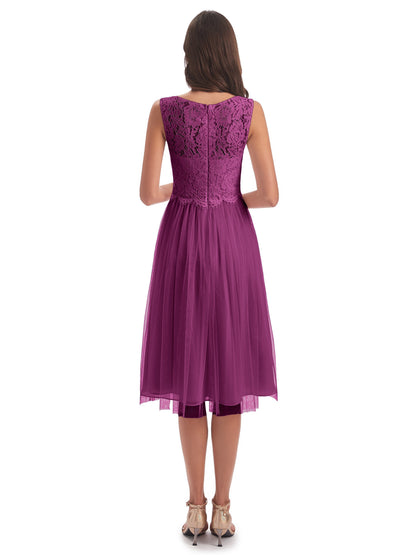 Luna Knee Length Scoop Lace Bridesmaid Dresses