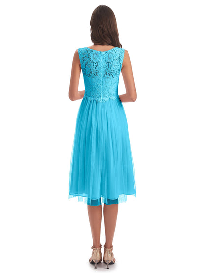 Luna Knee Length Scoop Lace Bridesmaid Dresses
