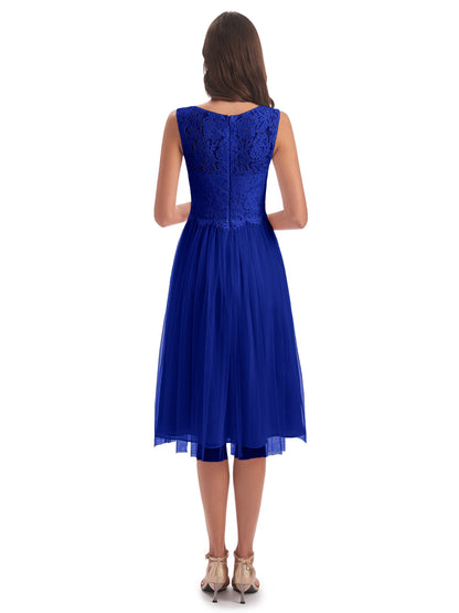 Luna Knee Length Scoop Lace Bridesmaid Dresses