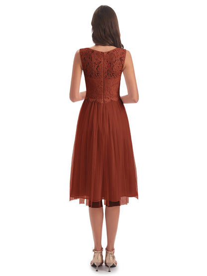 Luna Knee Length Scoop Lace Bridesmaid Dresses