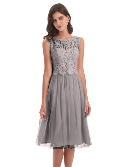 Luna Knee Length Scoop Lace Bridesmaid Dresses