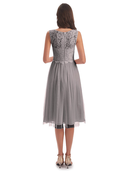 Luna Knee Length Scoop Lace Bridesmaid Dresses