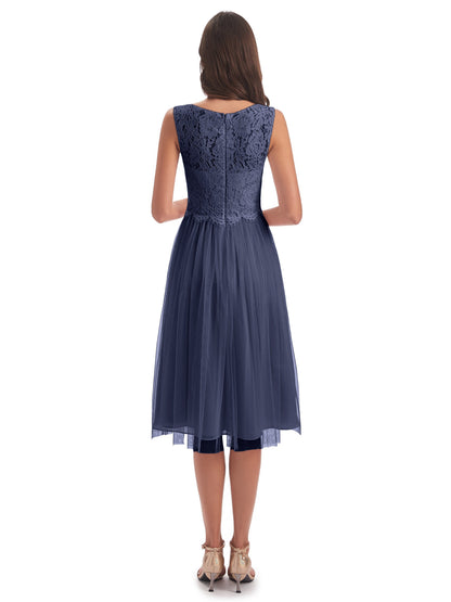 Luna Knee Length Scoop Lace Bridesmaid Dresses