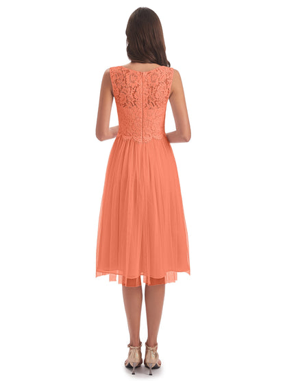 Luna Knee Length Scoop Lace Bridesmaid Dresses