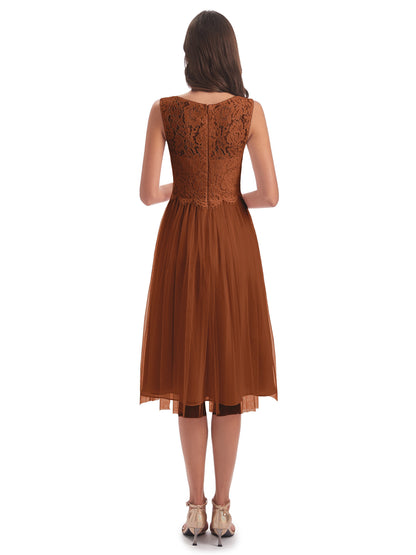 Luna Knee Length Scoop Lace Bridesmaid Dresses