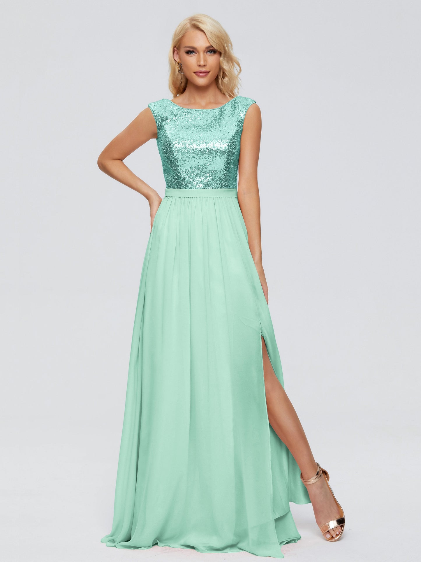 Lyla Scoop Sequins Bridesmaid Dress