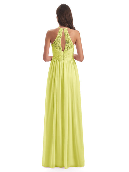 Magdalena Halter Keyhole Lace Long Bridesmaid Dresses
