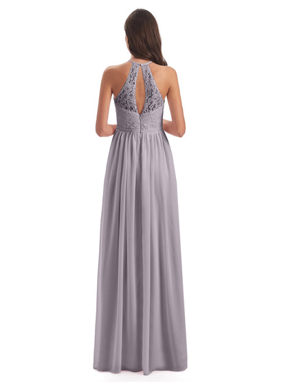 Magdalena Halter Keyhole Lace Long Bridesmaid Dresses