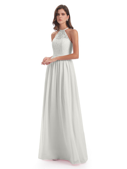 Magdalena Halter Keyhole Lace Long Bridesmaid Dresses