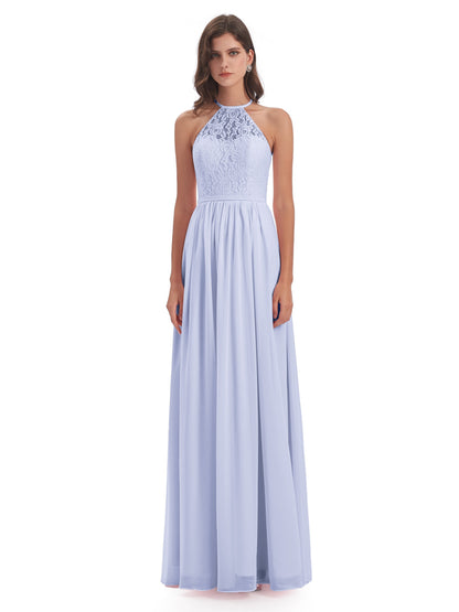 Magdalena Halter Keyhole Lace Long Bridesmaid Dresses