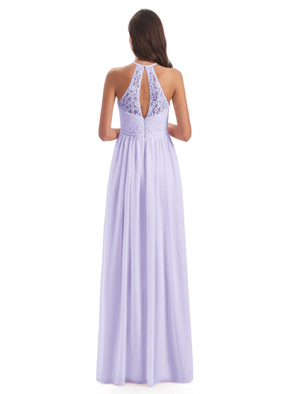 Magdalena Halter Keyhole Lace Long Bridesmaid Dresses