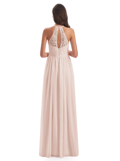 Magdalena Halter Keyhole Lace Long Bridesmaid Dresses