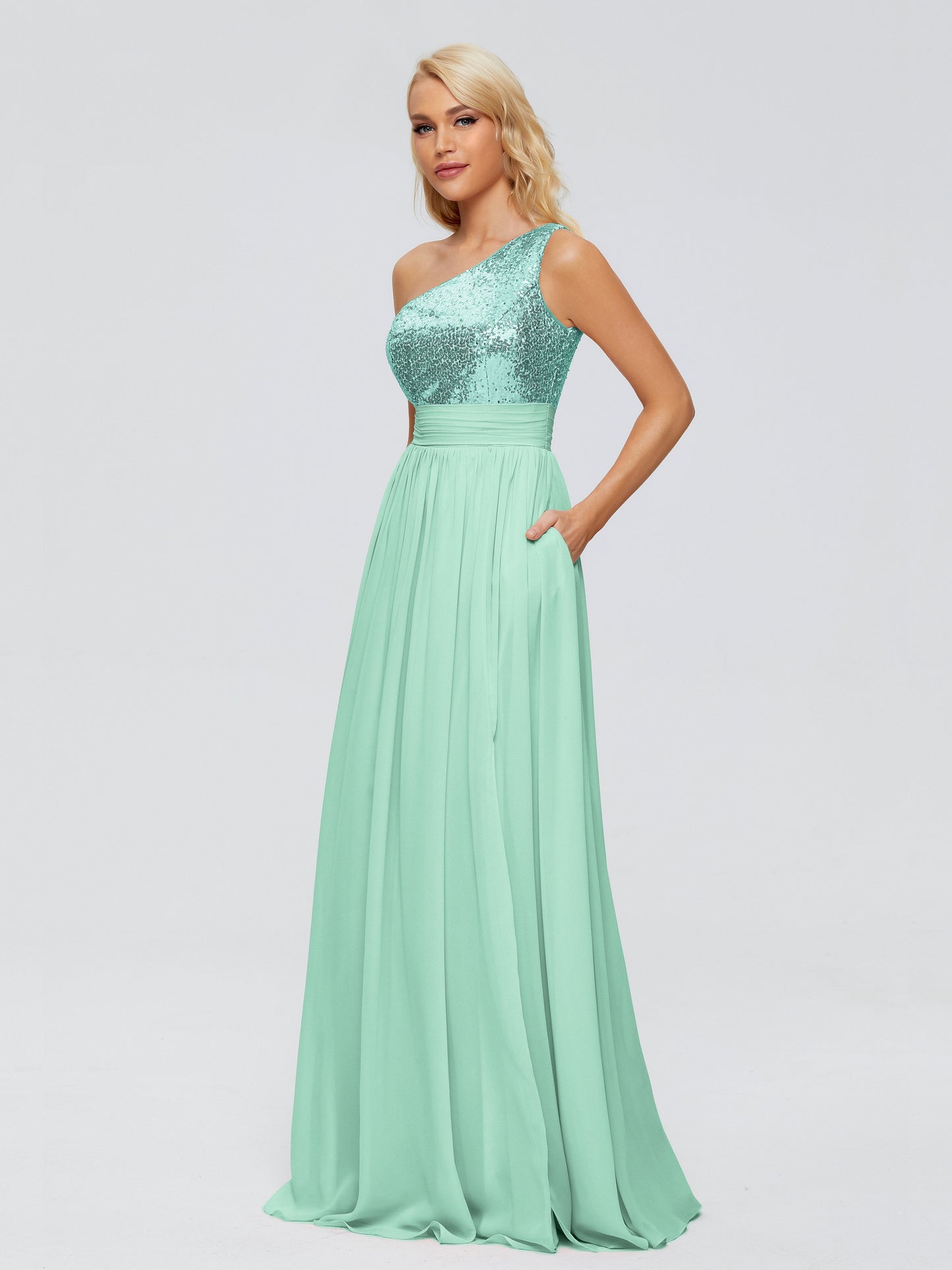 Margaret One-Shoulder Sequins Bridesmaid Dress