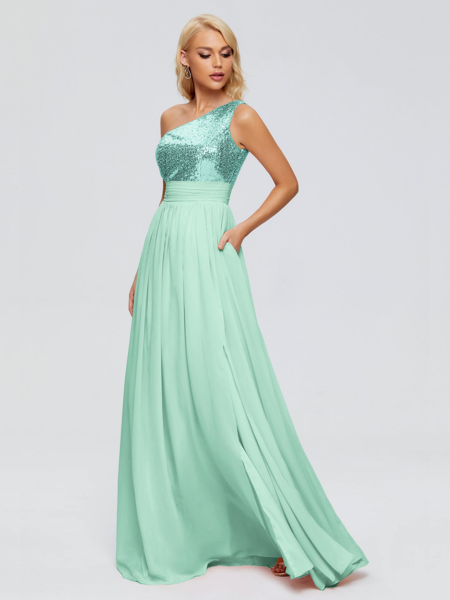 Margaret One-Shoulder Sequins Bridesmaid Dress
