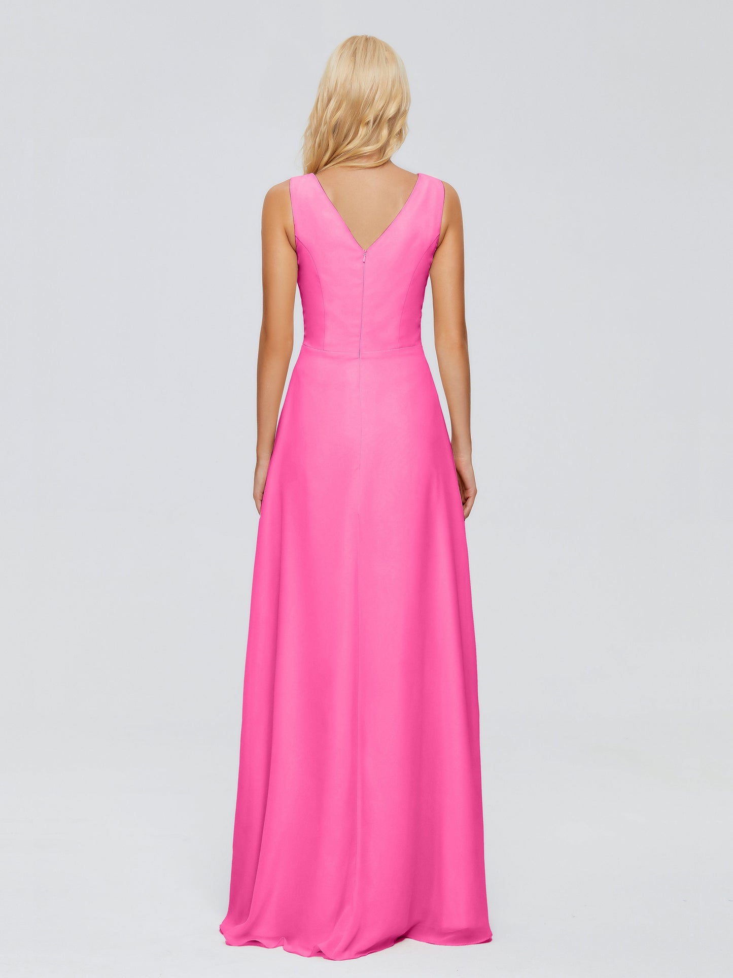Maria V Neck Sleeveless Chiffon Bridesmaid Dresses