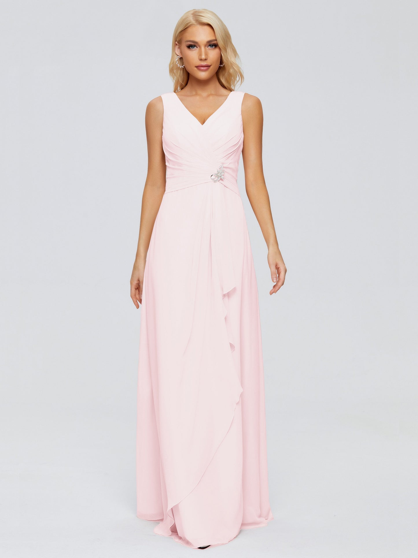 Maria V Neck Sleeveless Chiffon Bridesmaid Dresses