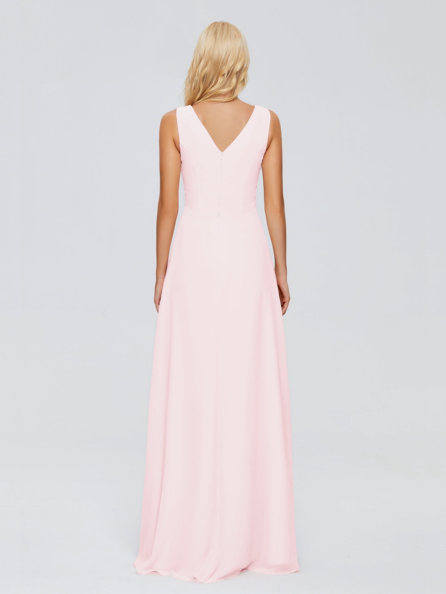 Maria V Neck Sleeveless Chiffon Bridesmaid Dresses
