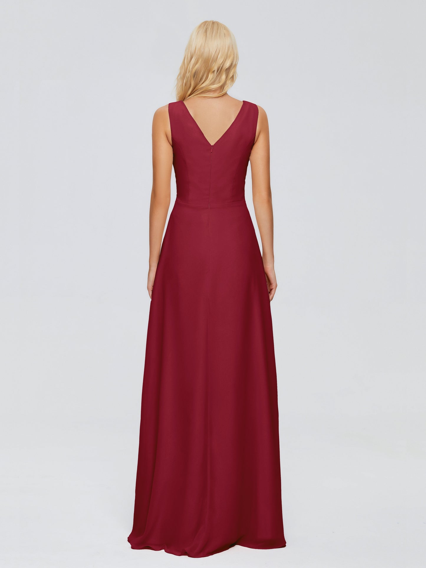 Maria V Neck Sleeveless Chiffon Bridesmaid Dresses